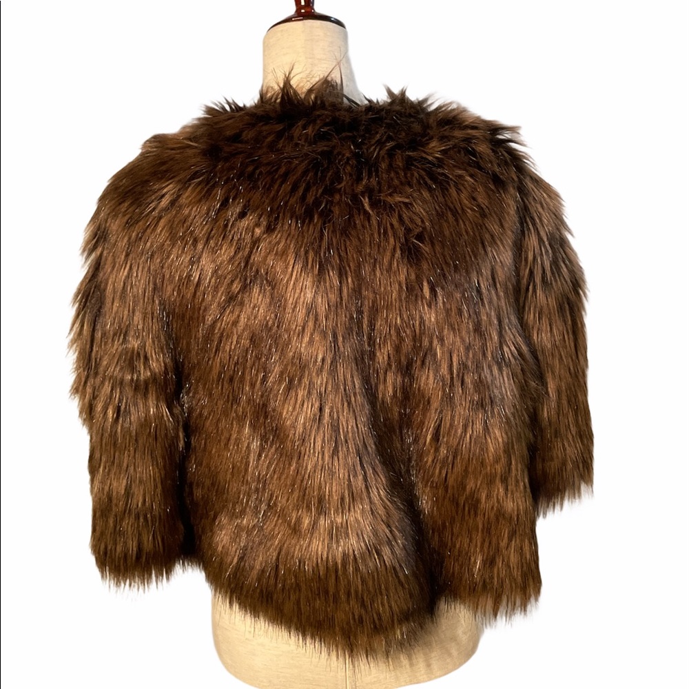 HALOGEN FAUX FUR CAPELET ONE SIZE - Picture 4 of 5
